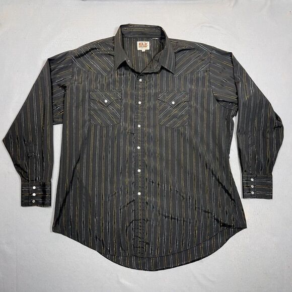 Ely Cattleman Western Shirt Youth XXL Long Sleeve Pearl Snap Stripe Rodeo Cowboy - Picture 1 of 9